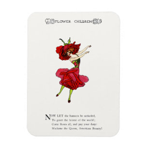 American Beauty Rose, Whimsical Flowers Book Art Magnet