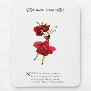 American Beauty Rose, Whimsical Flowers Book Art Mouse Pad