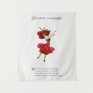 American Beauty Rose, Whimsical Flowers Book Art Tapestry