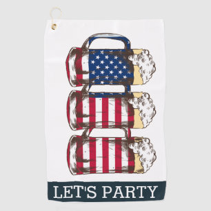 AMERICAN Beer LETS PARTY BACKDROP Golf Towel