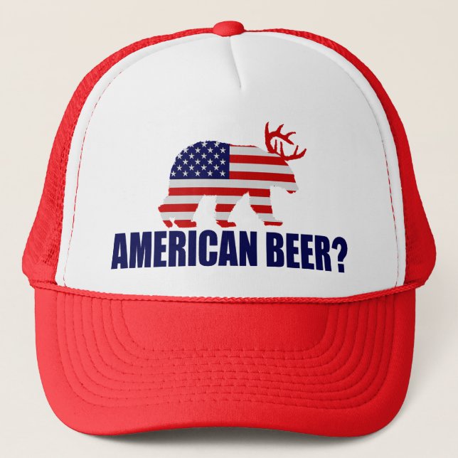 American Beer?  US Flag Bear With Antlers Hat (Front)