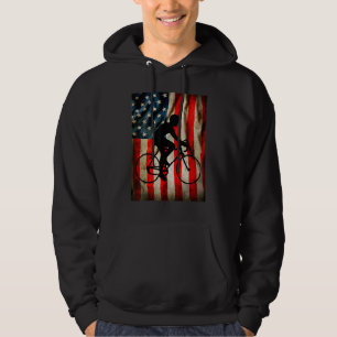 American bicycle rider and USA flag patriotic colo Hoodie