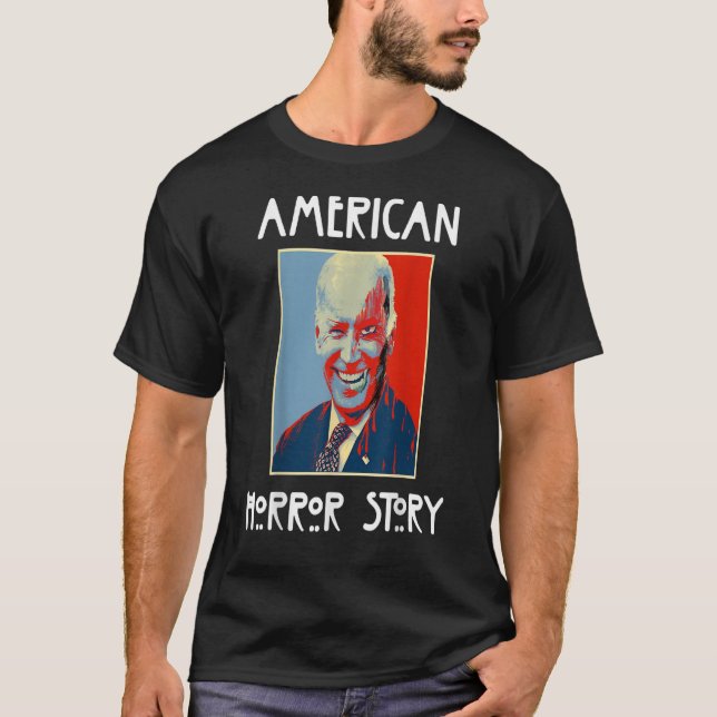American Biden Horror Story Zombie Halloween Retro T-Shirt (Front)