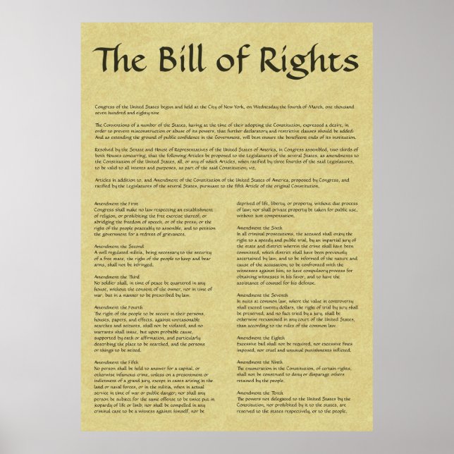 American Bill of Rights Poster (Front)