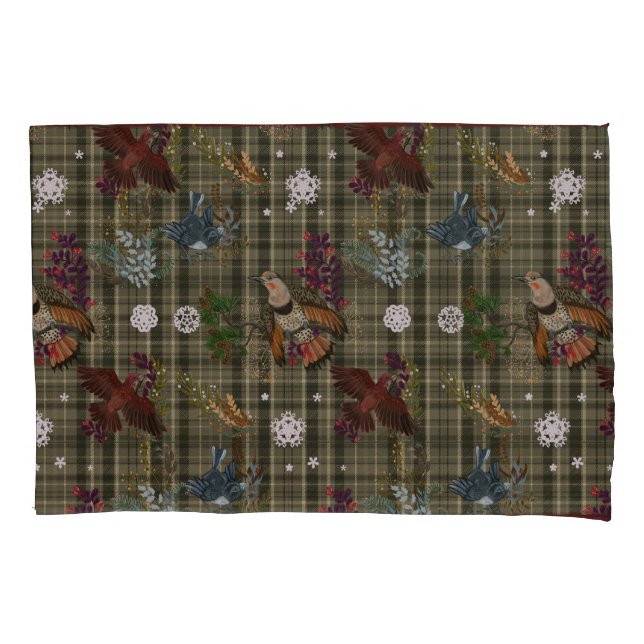 American Bird Woodland Christmas pattern  Pillowcase (Front-Left)