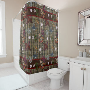American Bird Woodland Christmas pattern Shower Curtain