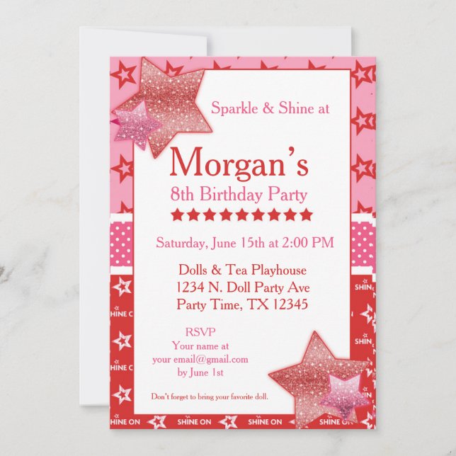 American Birthday Girl Digital or Printable Invite (Front)