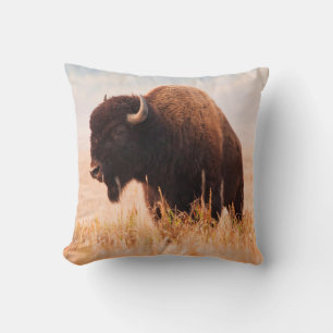 American Bison (Bison Bison) Herd In Teton 2 Cushion