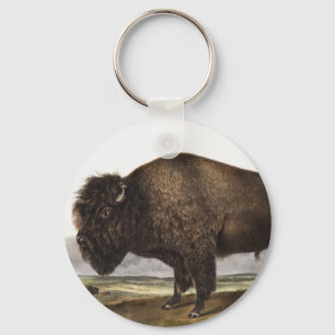 American Bison (Bos Americanus) Illustration Key Ring