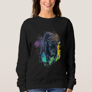 American Bison Buffalo Yellowstone Water Colour Wi Sweatshirt