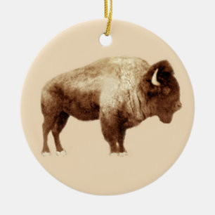 American Bison Ceramic Tree Decoration