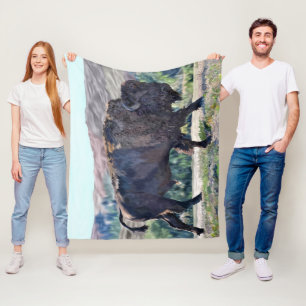American Bison Grassland Rustic Western Fleece Blanket