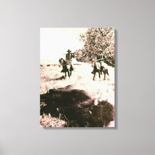 American Bison Hunters (b/w photo) Canvas Print