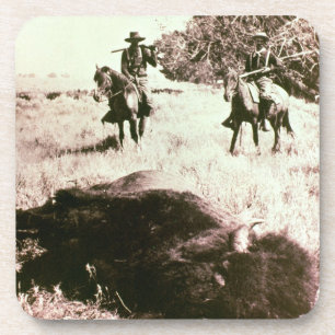 American Bison Hunters (b/w photo) Coaster