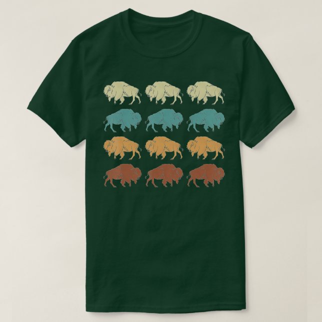 American Bison Lover Animal American Retro Buffalo T-Shirt (Design Front)