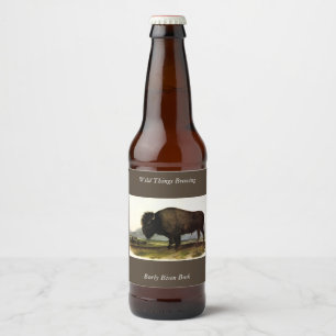 American Bison, or Buffalo (Bison bison) - Audubon Beer Bottle Label