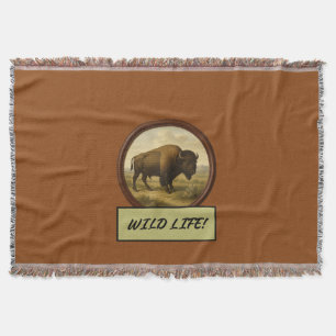 American Bison Saddle Brown Throw Blanket