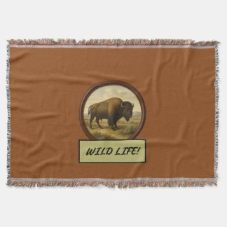 American Bison Saddle Brown Throw Blanket