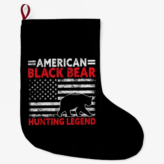 American Black Bear Hunting Legend USA Black Bear  Large Christmas Stocking (Front)