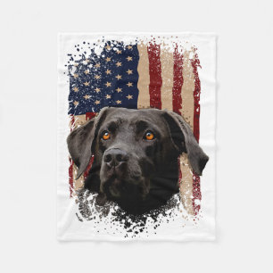 American Black Labrador Usa Flag Lab Owner Fleece Blanket