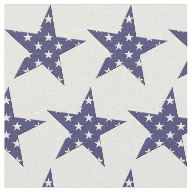 American Blue and White Stars Pattern Patriotic Fabric (Close Up)