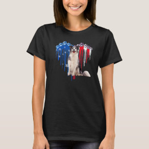 American Blue Merle Collie Dog Heart 4th Of July U T-Shirt