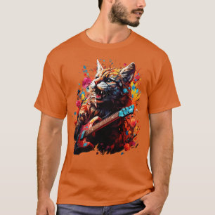 American Bobcat Playing Guitar T-Shirt