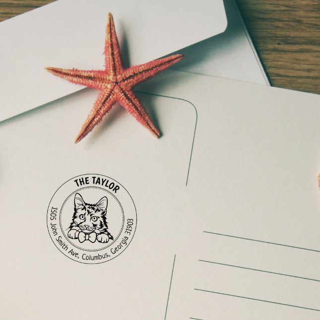 American Bobtail Cat Return Address  Rubber Stamp (Creator Uploaded)