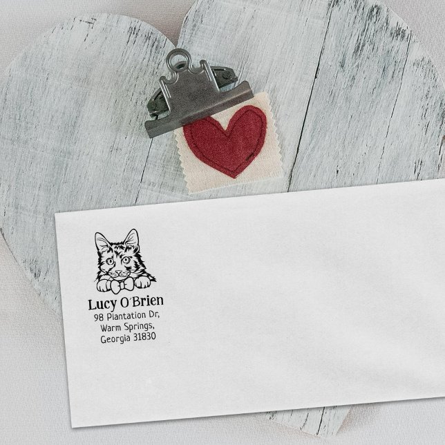 American Bobtail Cat Return Address  Rubber Stamp (Creator Uploaded)