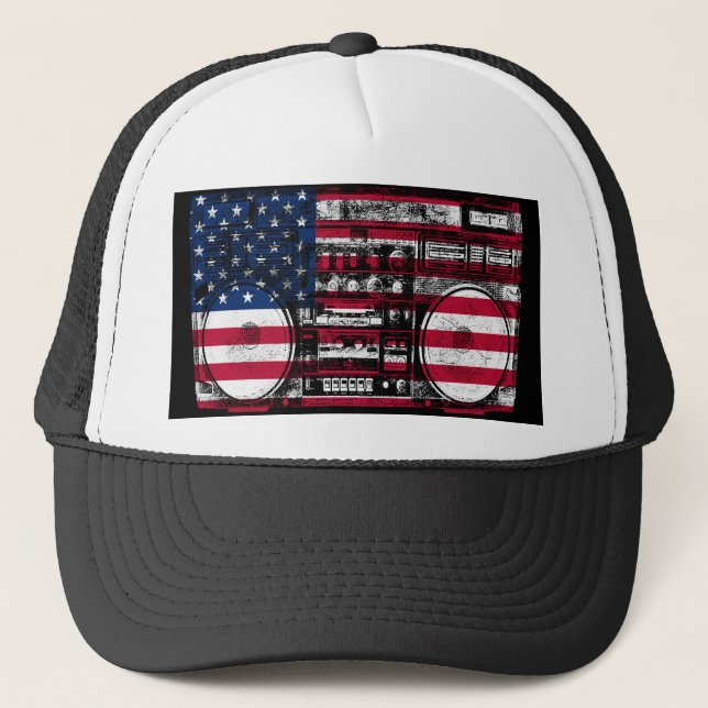 american boombox trucker hat (Front)