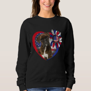 American Boxer Dog Heart 4th Of July USA Flag Patr Sweatshirt