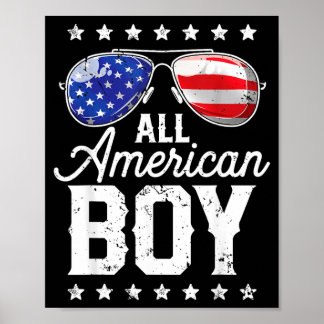 American Boy 4th of July USA Sunglasses Family Poster