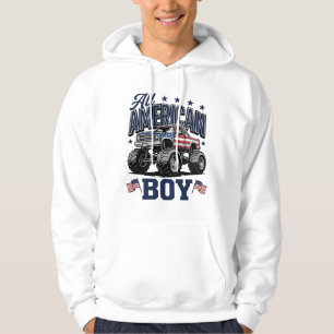 American Boy Monster Truck Vintage Patriotic Shirt
