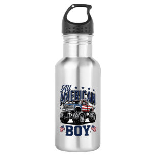 American Boy Monster Truck Vintage Patriotic Shirt 532 Ml Water Bottle