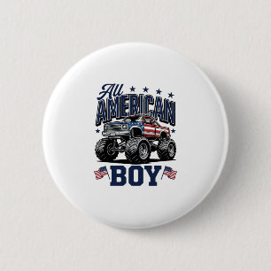 American Boy Monster Truck Vintage Patriotic Shirt 6 Cm Round Badge