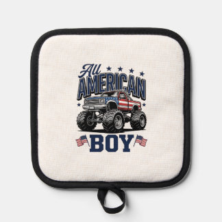 American Boy Monster Truck Vintage Patriotic Shirt Pot Holder