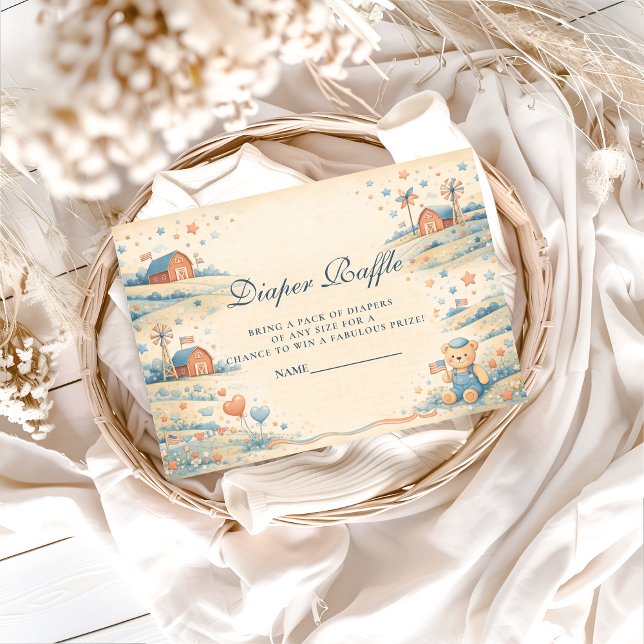 American Boy Red White Blue Diapper Raffle Enclosure Card (Creator Uploaded)