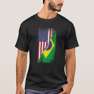 American Brazilian Flag Brazil USA America Premium T-Shirt