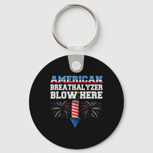 American Breathalyzer Blow Here 4th Of July Funny Key Ring