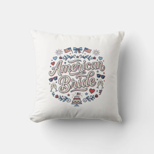 American Bride Patriotic Wedding Vector Design_1 Cushion