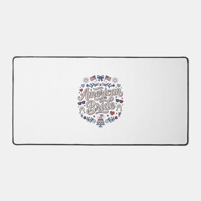 American Bride Patriotic Wedding Vector Design_1 Desk Mat (Front)