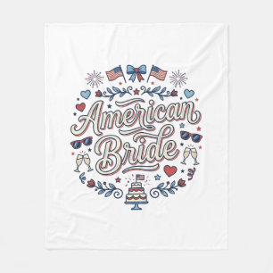 American Bride Patriotic Wedding Vector Design_1 Fleece Blanket