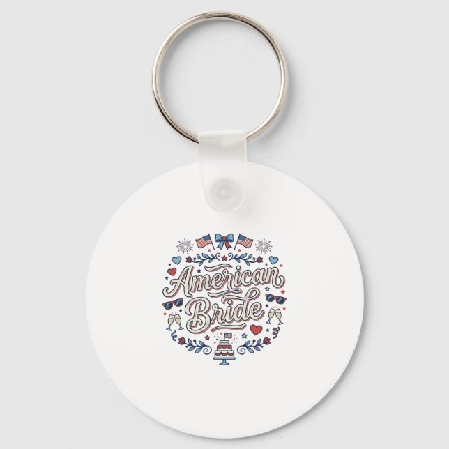 American Bride Patriotic Wedding Vector Design_1 Key Ring (Front)