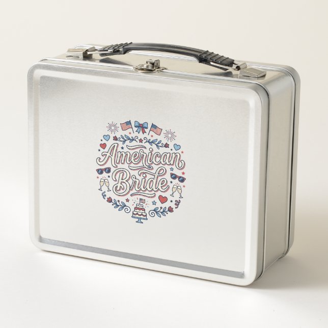 American Bride Patriotic Wedding Vector Design_1 Metal Lunch Box (Front)