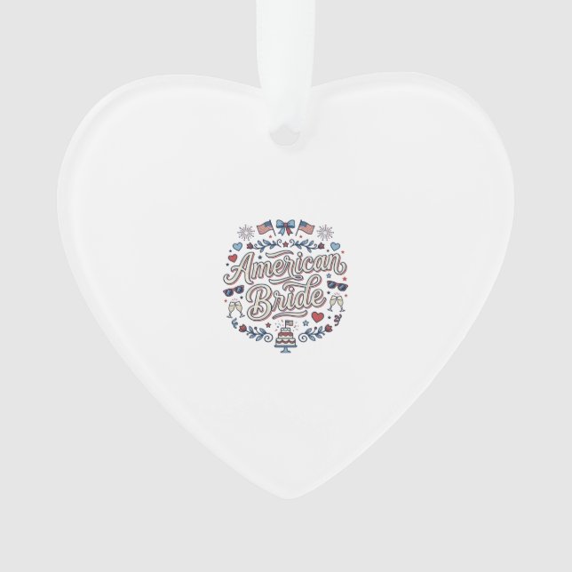 American Bride Patriotic Wedding Vector Design_1 Ornament (Front)