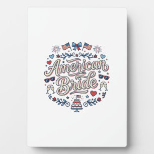 American Bride Patriotic Wedding Vector Design_1 Plaque