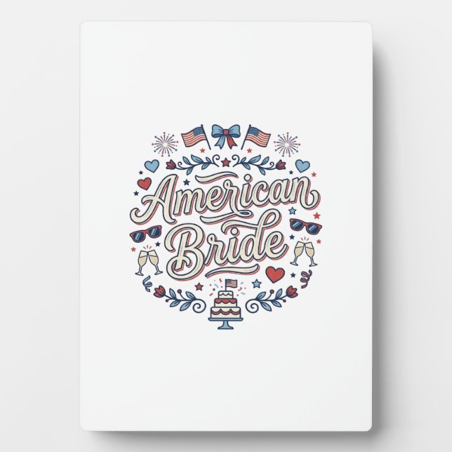American Bride Patriotic Wedding Vector Design_1 Plaque (Front)