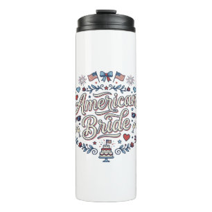 American Bride Patriotic Wedding Vector Design_1 Thermal Tumbler
