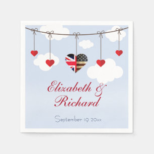 American British flag Hearts  Wedding Party Napkin