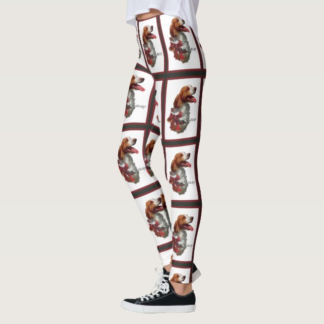 American Brittany Spaniel Christmas Leggings (Left)